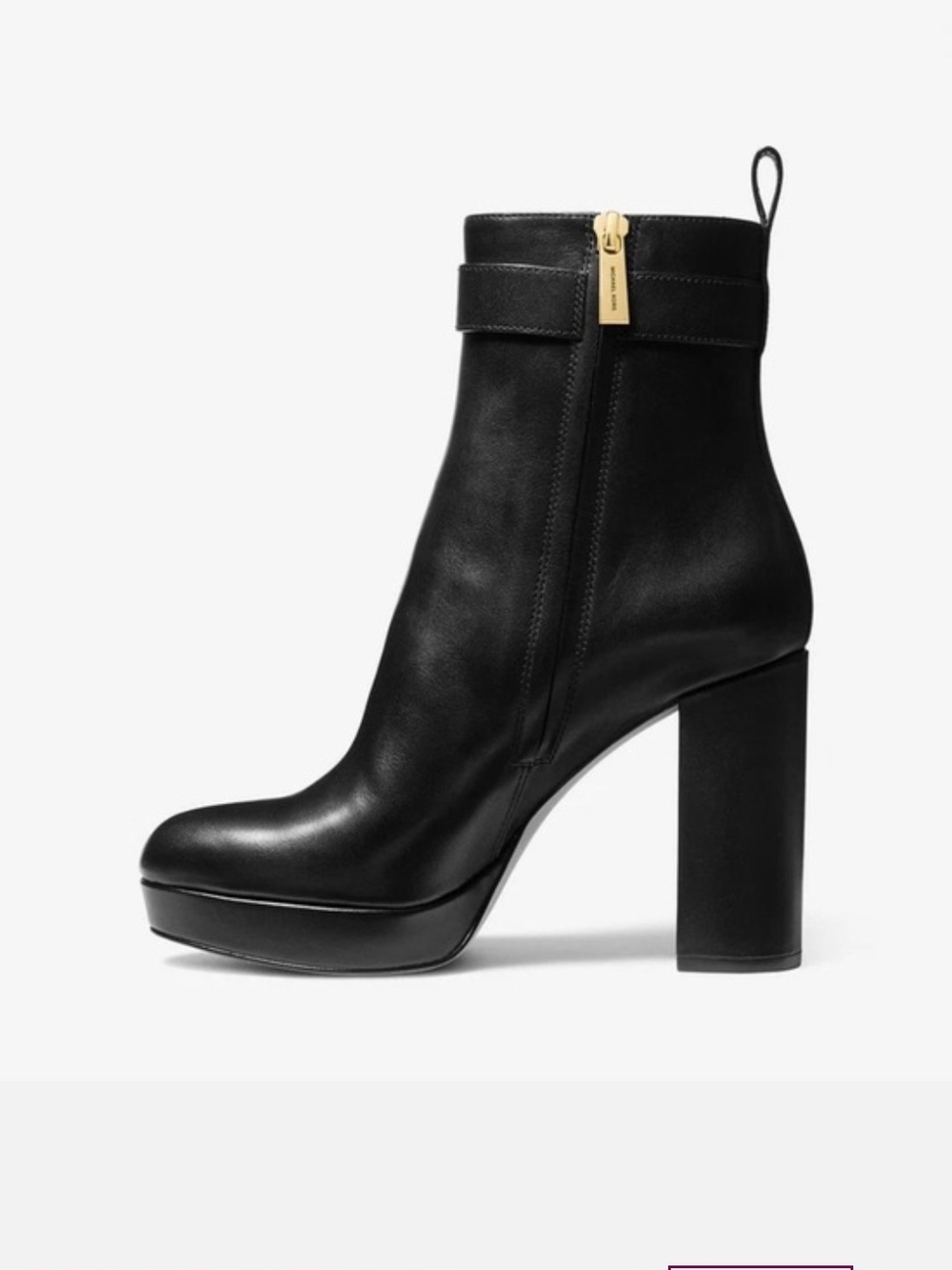 MICHAEL Michael Kors Black Leather Platform Ankle Boot - Picture 3 of 12